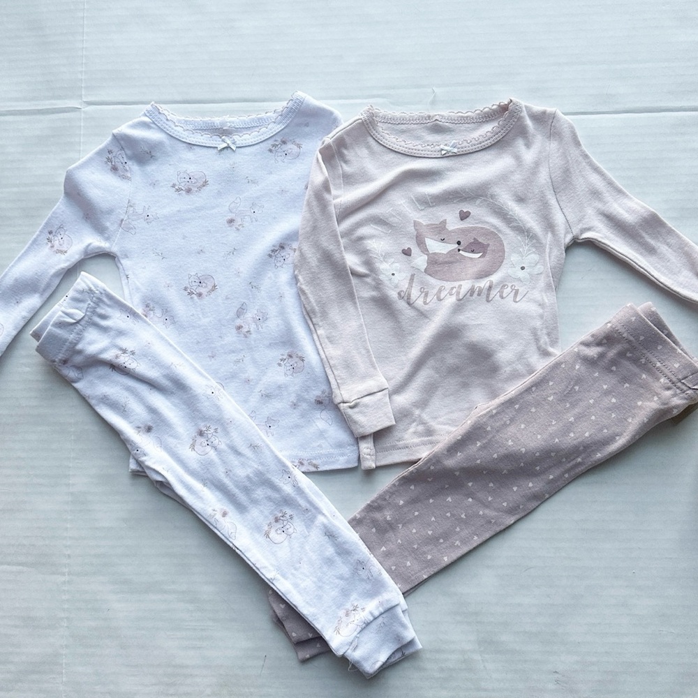 2 Pairs Of Chick Pea Lavender Long Sleeve Fox Pajamas NWT